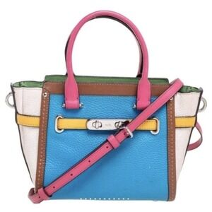 Coach Swagger 21 Mini Rainbow Colorblock Carry All Satchel Crossbody Purse